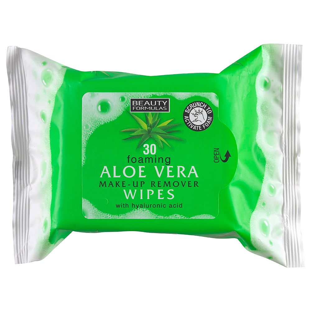 BEAUTY FORMULAS - ALOE VERA FOAMING MAKE-UP REMOVER WIPES - 30 SHEETS