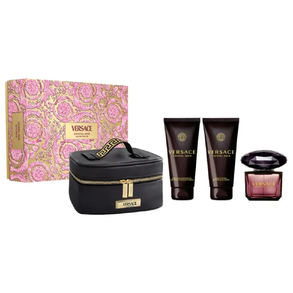 VERSACE - GIFT SET CRYSTAL NOIR EDP 90ML + SHOWER GEL 100ML + LOTION 100ML + SMALL BEAUTY CASE