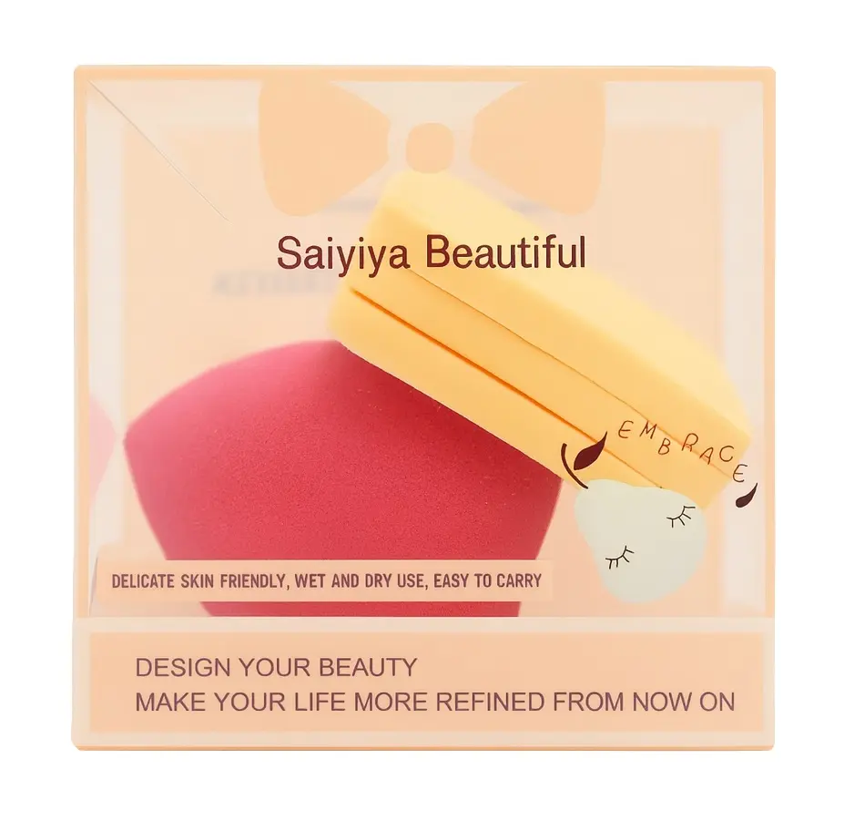 SAIYIYA BEAUTIFUL - BEAUTY BLENDER 1PCS & SQUARE SPONGE 3PCS