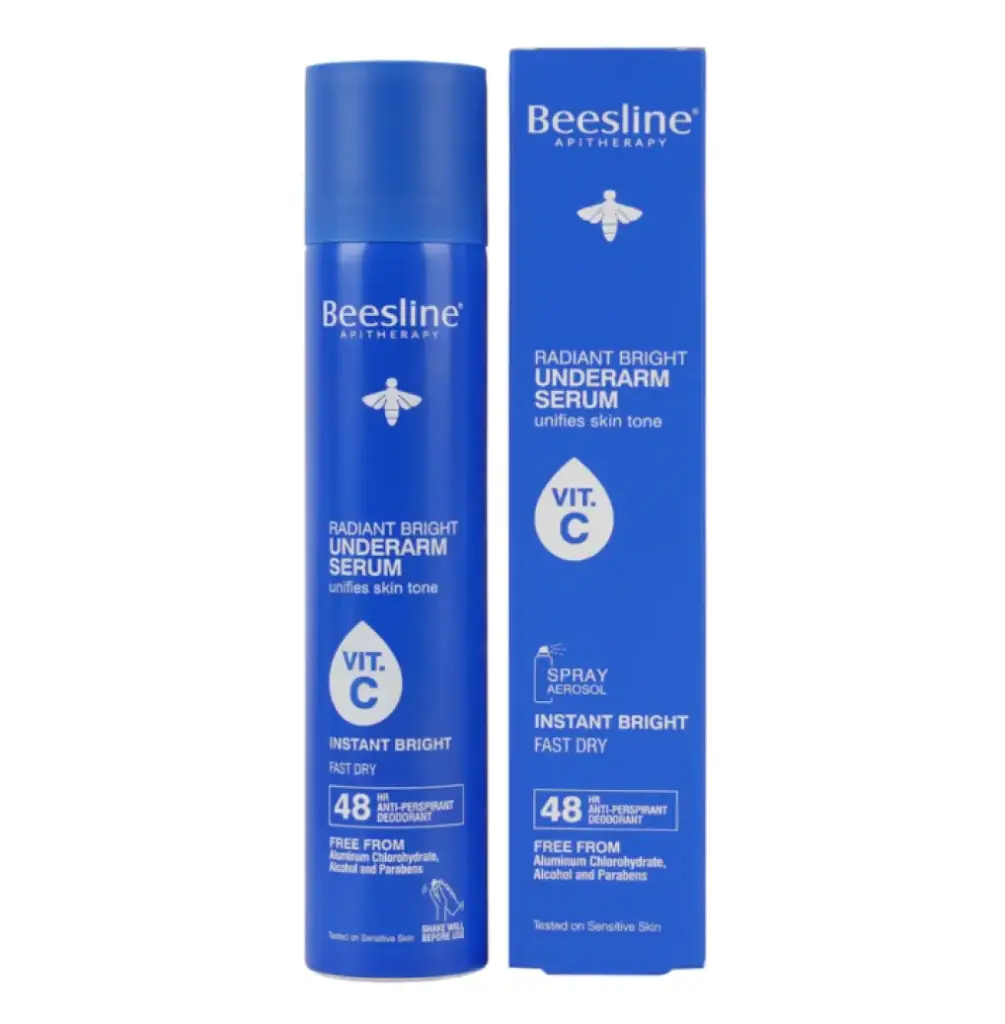BEESLINE - RADIANT BRIGHT UNDERARM SERUM VIT C SPRAY 48HR ANTI PERSPIRANT DEO 150ML