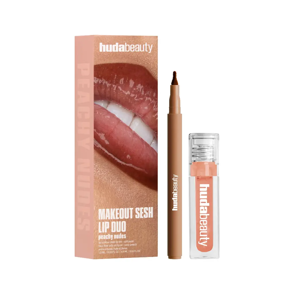 HUDA BEAUTY - MAKEOUT SESH LIP DUO LIP CONTOUR STAIN TINT 1ML + LIP OIL 3.9ML