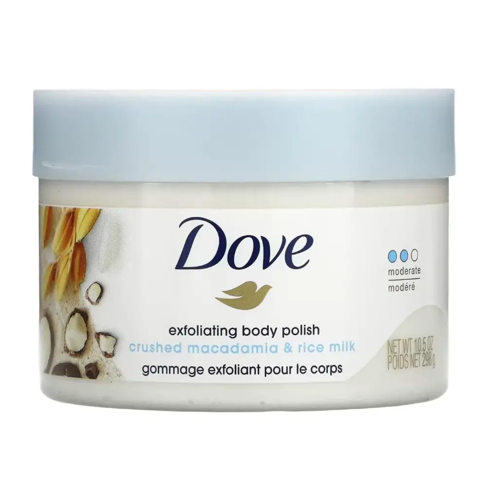 DOVE - EXFOLIATING BODY POLISH CRUSHED MACADAMIA AND RICE MILK BODY SCRUB 298G