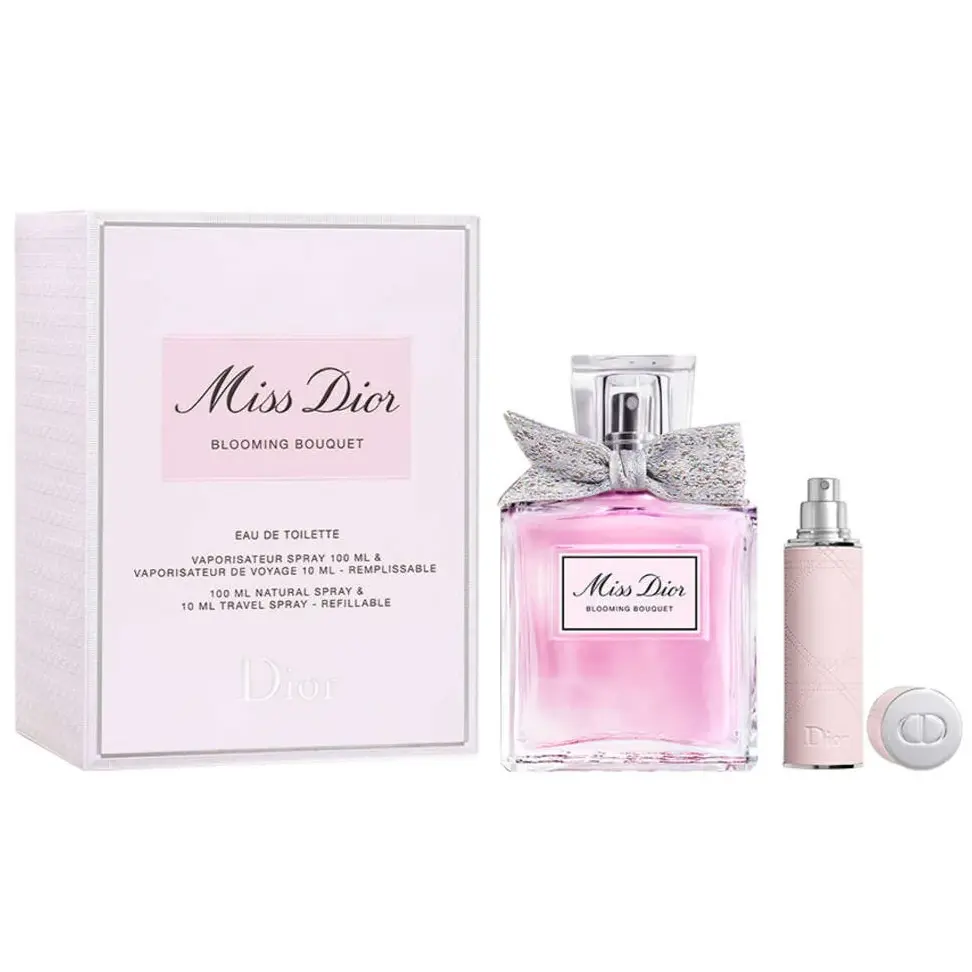  ديور - طقم عطر ميس ديور بلومينج بوكيت او دي تي 100 مل + او دي تي 10 مل بخاخ سفر قابل لإعادة التعبئة