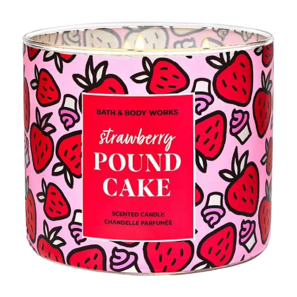 BATH & BODY WORKS - STRAWBERRY POUND CAKE SCENTED CANDLE 411G