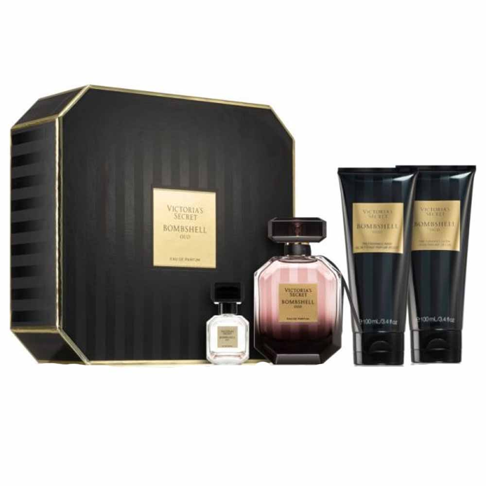 VICTORIA SECRET - GIFT SET BOMBSHELL OUD EDP 50ML + 7.5ML + FRAGRANCE LOTION 100ML + FRAGRANCE WASH GEL 100ML