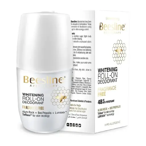 BEESLINE - WHITENING ROLL-ON DEODORANT FRAGRANCE FREE 48HR ANTIPERSPIRANT 50ML
