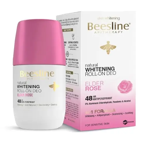 بيزلين - مزيل العرق رول أون لتفتيح البشرة برائحة عطر الورد يدوم 48 ساعة 50 مل