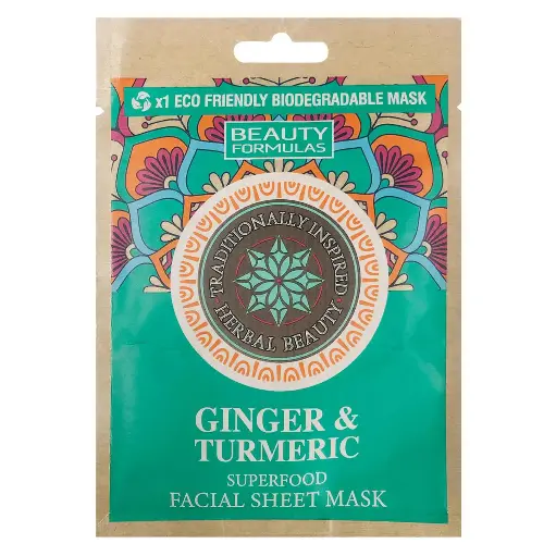 BEAUTY FORMULAS - GINGER AND TURMERIC SUPERFOOD FACIAL SHEET MASK