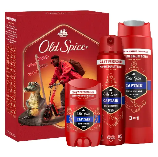 OLD SPICE - SET CAPTAIN SCENT OF FIERCE OCEAN STICK DEO 50ML + SHAMPOO 250ML + SPRAY DEO 150ML