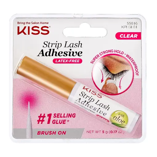 KISS - BRUSH-ON STRIP EYELASH ADHESIVE – CLEAR LATEX FREE LASH GLUE WITH ALOE 5G